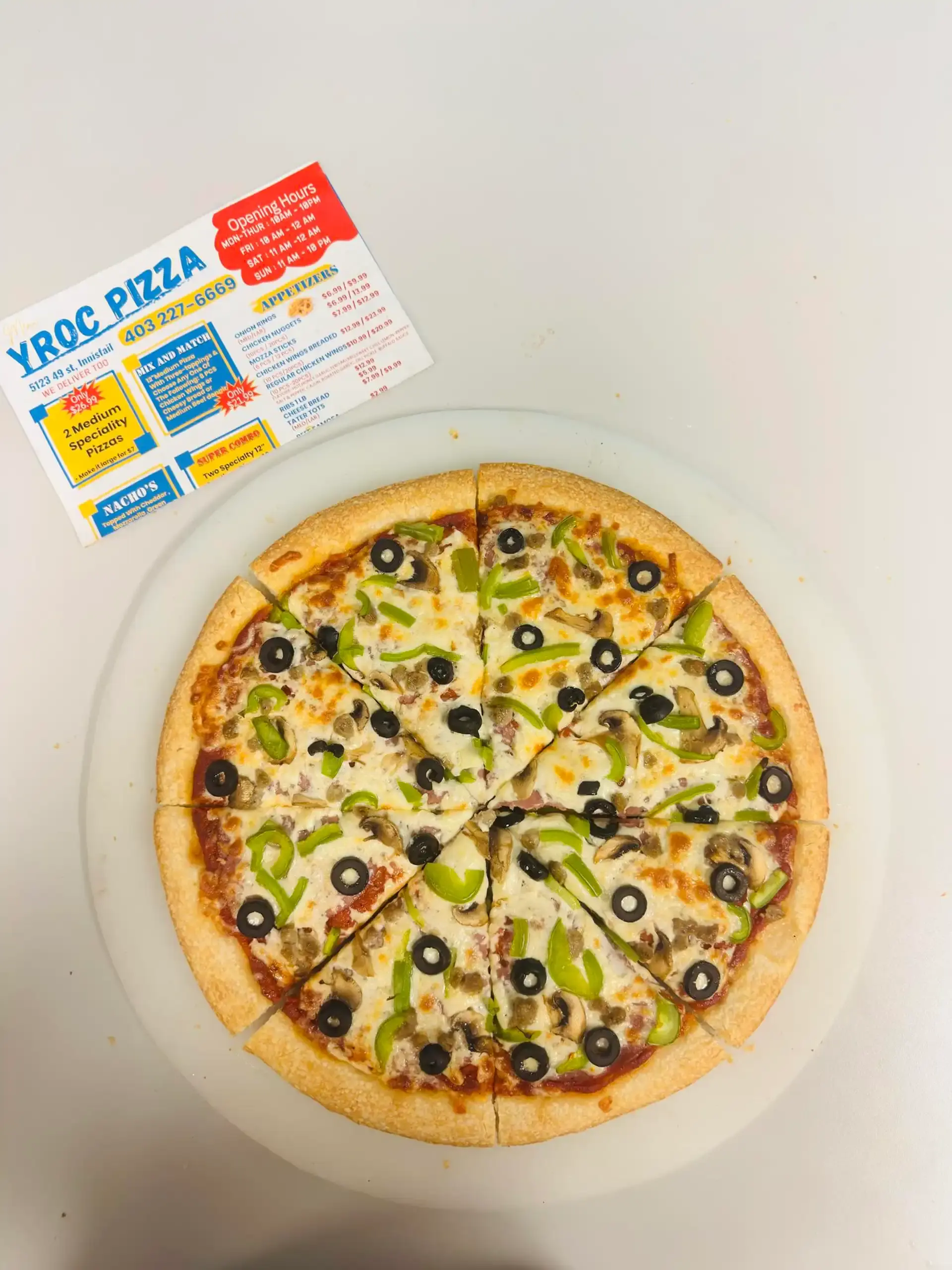 Delicious pizza with fresh toppings at YROC Pizza Innisfail